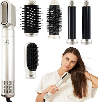 Hair Dryer Brush Blow Dryer 6 in 1 Hair Styler, 60000RPM Auto Wrap Curlers Blow Dryer Brush 1000W Frizz-Free Hot Air Brush Styler and Dryer Straightener, Fast Drying for Women Curling Volumizing