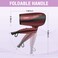CONFU Portable Travel Hair Dryer, 1600W Ceramic Tourmaline Ionic Hair Dryer, Compact Folding Lightweight Hair Dryers for Women Kids(Red Brown