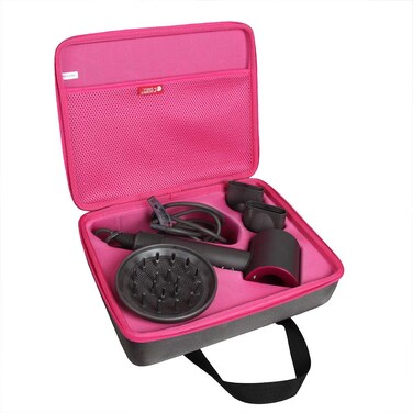 Hermitshell Travel Case for Dyson Supersonic Hair Dryer Iron (Grey+Fuchsia)