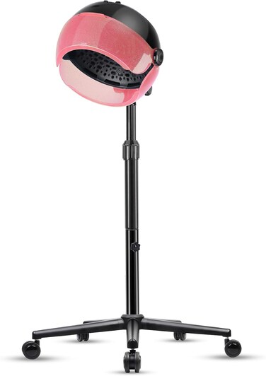 Hooded Hair Dryer, 1500W Standing Hair Dryer with 3 Modes and Time Setting, Professional Hooded Hair Dryer with Touch Controls for Home and Salon Use, Pink