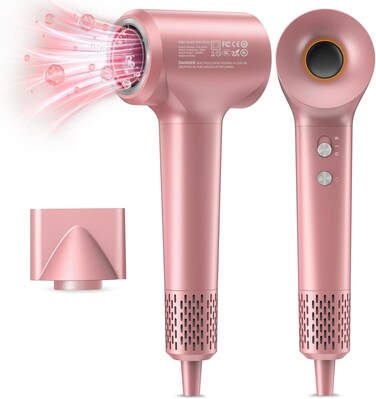 Hair Dryer, Ionic Blow Dryer, 1500W High-Speed Hairdryer with 110000 RPM Brushless Motor for Fast Drying Low Noise, 4 Temps &amp; 2 Speeds with Magnetic Nozzle for Home Travel Women Man