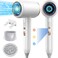 Ionic Hair Dryer,Blow Dryer, with Diffuser &amp; Concentrator Nozzle,Secadora de Pelo   1875W Turbo Ultra-Quiet Motor   2 Heat &amp; 3 Speed Settings   Quick Heat-Up &amp; Constant Temperature,White