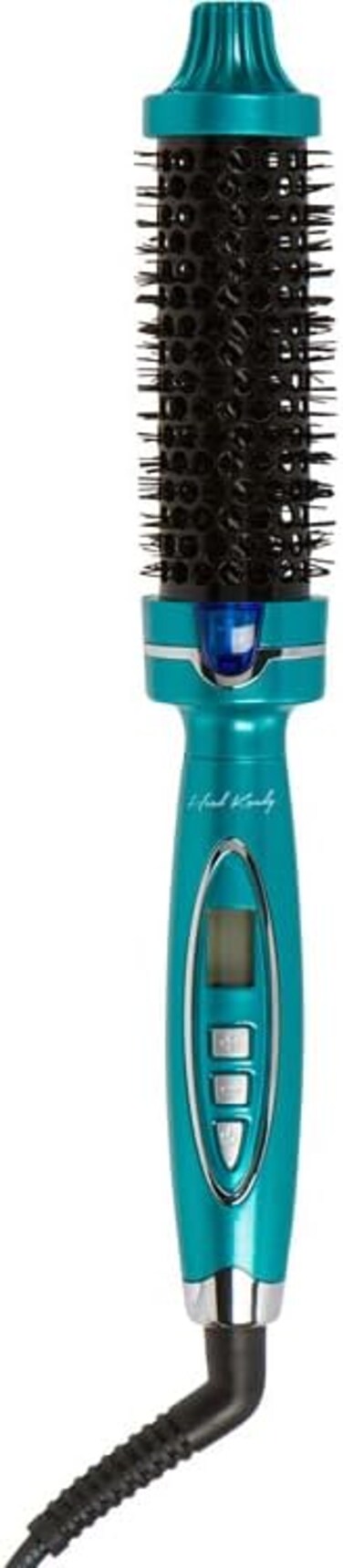 Head Kandy Perfectionist 1.25 Inch Heated Round Brush Styler   Straighten, Smooth &amp; Add Volume   Hair Brush Straightener For Women (Teal)