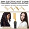 NICEMOVIC Ceramic Heating Hair Straightener Comb - Hot Pressing Brush for Natural Black Hair, Beard Wigs, and Curling (Gold)