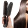 Double Side Hair Straightener Brush,Hair Straightener Brush Anti Static Straightening Styling Comb Clamp Use, Boar Bristle Clamp Hair Brush for Smoothing and Straight Hair