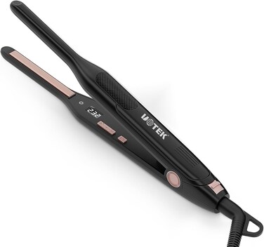 UOTEK Pencil Hair Straightener 0.3 Inch Small Flat Iron for Short Hair Digital Display Mini Ceramic Ionic Salon Hair Straightener Flat Iron for Men &amp; Woman