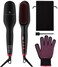 Ionic Hair Straightener Brush Upgrade 2.0,GLAMFIELDS Electrical Heated Hair Straightening with Faster Heating, MCH Ceramic Technology, Auto Temperature Lock, Anti Scald, Heat Resistant Glove(Black-01)