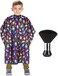 Kids Barber Cape with Neck Duster Brush, Professional Salon Hair Cutting Cape