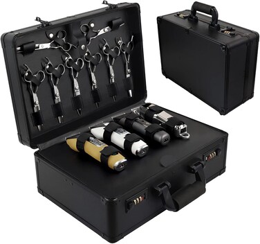 Professional Barber Supplies Case for Barber,Portable Barber Travel Carrying Case for Hair Stylist&amp; Pet Groomer,Multi-Space Design, Sturdy, Large-Capacity Mobile Barber Stations-Black