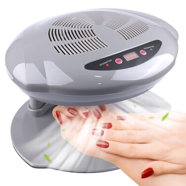 Kalolary Nail Lamp, 400W Air Nail Dryer Nail Fan Hair Dryer for Hands and Feet Nail Polish Automatic Sensor Warm Cool Breeze Use at Home and Salon (Grey)