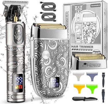 Suttik Electric Razor Foil Shavers Hair Clippers for Men, Beard Trimmer and Electric Shaver for Men Face with Replacement Blade, Waterproof