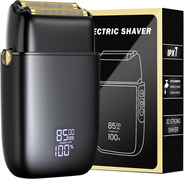 Electric Razor for Men Face, Electric Shavers for Men, Foil Shaver with 3 Adjustable Speeds, Rechargeable Waterproof Close Shave Trimmer with LED Display for Face/Beard/Head Shavers (Black)