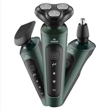 3-in-1 Electric Beard Trimmer for Men - Low Noise, 60 Min Battery, Washable Cutter Head, USB Charging - Perfect for Grooming Facial Hair, Nose - Includes Sideburn Trimmer Nose Hair Trimmer