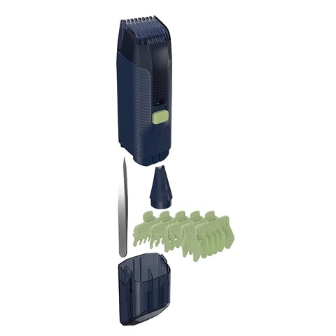 Remington Trim &amp; Fit Personal Hair Grooming Kit, 8-Length Adjustable Combs The fit into a Built-in Storage Container, Rechargeable Power, Cordless, Blue (Pack of 2)