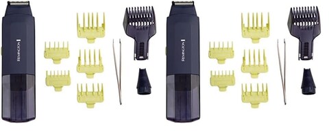 Remington Trim &amp; Fit Personal Hair Grooming Kit, 8-Length Adjustable Combs The fit into a Built-in Storage Container, Rechargeable Power, Cordless, Blue (Pack of 2)