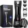 GLAKER Ball Trimmer Men, 2-in-1 Body Shaver Pubic Hair Trimmer for Men Manscape Groin Trimmer Body Hair Trimmer Ball Shaver Body Groomer Dual-Head Ceramic Trimmer &amp; Foil Blades IPX7 Waterproof (Black)