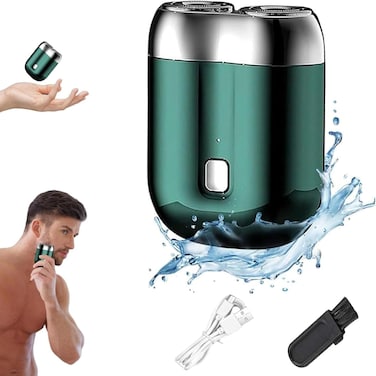 New Model Mini Dual-Head Electric Shaver, 2025 New Upgrade Pocket Shaver USB Mini Shavers for Men, Rechargeable Electric Mini Portable Razor, Washable Double Head Razor for Home, Car (Green)