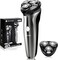 Electric Razor for Men, 4D Cordless Head Shaver, SIWIEY Rechargable Wet and Dry Mens Razors, Rotary Shaver with Pop-up Trimmer, IPX6 Waterproof, LED Display, 8000 RPM