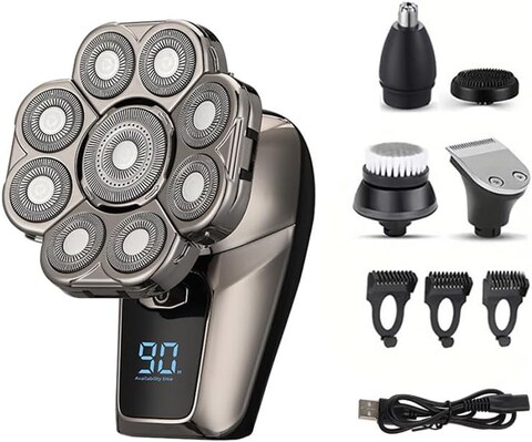 I-clean 9D Head Shavers for Bald Men, 6-in-1 Electric Razor, Waterproof Wet/Dry, Cordless Rechargeable, LED Display