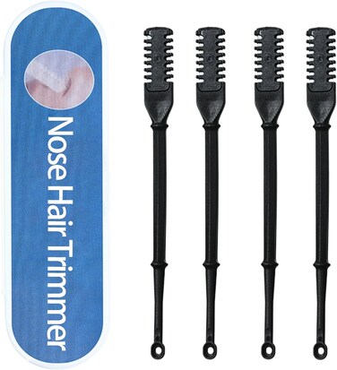 2-in-1 Nasal Hair Cutter,Portable 360&deg; Degree Rotating Nose Hair Trimmer,2024 New Upgraded Manual Nose Hair Trimmer for Man &amp; Woman,Double Sided Nasal Hair Cutter with Ear Picker (Black)