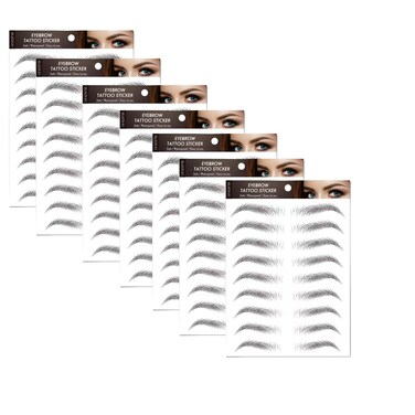 7Sheets Eyebrow Tattoo Stickers 4D Hair-like Waterproof Natural Fake Eyebrow Stickers,Long Lasting Eyebrow Grooming Shaping Perfect for Women and Girls (ES01 Black)