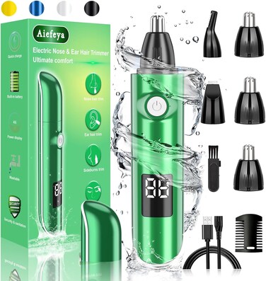 Nose Hair Trimmer for Men, 2024 Professional Painless Eyebrow&amp;Facial&amp;Nose Hair Trimmer for Men Women, IPX7 Waterproof, USB Rechargeable, Easy Cleaning, All-in-ONE Nose Hair Trimmer (Green)