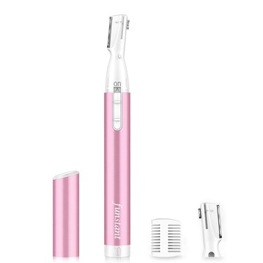 Upgraded Eyebrow Trimmer, Precision Electric Eyebrow Razor for Women Battery-Operated Facial Hair Remover with Comb No Pulling Sensation Painless for Face Chin Neck, Upper-Lip, Peach-Fuzz