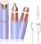 Facial Hair Removal Eyebrow Trimmer 2 in 1 - Facial Hair Remover for Women - Rechargeable Travel Facial Hair Razor Lady Bikini Shaver for Face Lips Peach Fuzz Eye Brow Nose Hair Chin Armpit (Blue)
