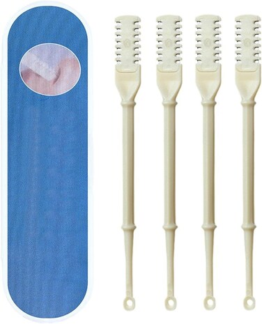 2-in-1 Nasal Hair Cutter 4PCS Nose Hair Trimmers Manual Double Sided Nose Hair Knife 360&deg; Rotating Nose Hair Trimmer Double Sided Nose Hair Knife for Women Men (white)