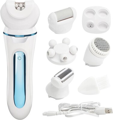 Electric Shaver - Razor - Trimmer for Women Grooming Kit: Women's 5-in-1 Hair Removal Device for Facial Hair Removal and Facial Cleansing &amp; Foot Callus Remover
