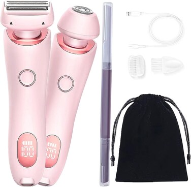 Silky Glow 2 in 1 Body Shaver, Glow Aura Womens Shaver, Bikini Trimmer for Women, 2-in-1 Silk Glide Pro Shaver Razors for Women, Rechargeable Electric Razors for Women