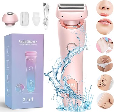 Duskofficial Razor,The Glide Pro 3.0 Razors,Smooth Shave Pro for Women,2 in 1 Electric Shaver Razors,Wireless Bikini Trimmer for Pubic Hair,Waterproof Wet &amp; Dry Use for Armpit Legs Face Hairs (Pink)