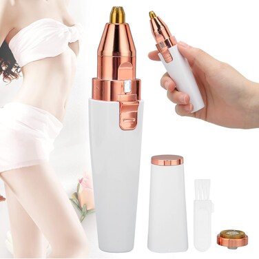 Facial Hair Remover for Women,Rechargeable Eyebrow Trimmer &amp; Facial Hair Remover 2 IN 1 Eyebrow and Painless Hair Remover Eyebrow Lips Body Facial Hair Removal for Women with