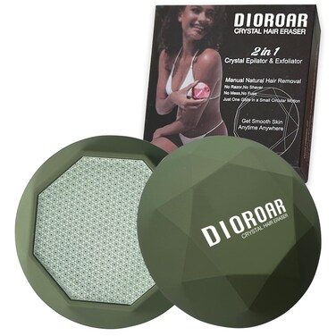 Crystal Hair Eraser for Women,Upgraded Painless Crystal Hair Remover Diamond,Effective Nano Glass Hair Removal Stone Exfoliation without Shaver,Natural Epilator for Silky Skin(Olive Green)