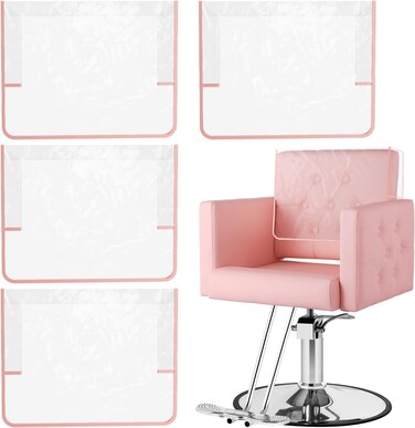 4 Pcs Salon Chair Cover, Clear Barber Salon Chair Back Covers, Plastic Chair Covers Protectors for Most Standard Salon Chairs Office Chairs, Prevents Damage to Salon Spa Chair, Pink