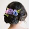 Fangsen Blue Purple Pink Rose Gardenia Flower Hair Comb Bridal Headpiece Floral Hair Accessories for Brides and Bridesmaids
