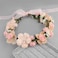Rose Flower Wreath for Women, Bridal Floral Headband Hair Wreath Crown, Flower Headpiece with Ribbon Wedding Party Festival Photos Door Outside Wall Window D&eacute;cor, Pink