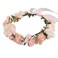 Rose Flower Wreath for Women, Bridal Floral Headband Hair Wreath Crown, Flower Headpiece with Ribbon Wedding Party Festival Photos Door Outside Wall Window D&eacute;cor, Pink