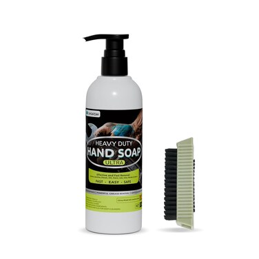 Industrial Hand Cleaner for Auto Mechanics with Brush - Odour-removing Mechanic Soap for Hands - Tough Dirt Buster for Auto Mechanics, Manufacturing, Home painting DIY projects (17.6oz)