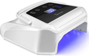 72W UV LED Nail Lamp, Professional Rechargeable Nail Dryer with Fan, Cordless UV Light Gel Dryer with 36 UV/LED Beads, Portable UV LED Curing Light Lamp for Gel Nail Polish (White)