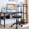 KKTONER Round Rolling Stool Height Adjustable Stool PU Leather Chair with Wheels Salon Spa Drafting stools Small (Black)