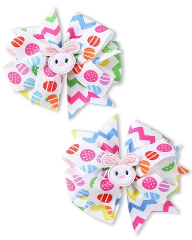 2 Pack Easter Bunny Hair Bows Ribbon Alligator Clips Girls Women Rabbit Egg Spring Hair Accessories 4 Inch