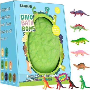 Easter Bath Bombs for Kids with Surprise Toys Inside, XXXL Dinosaur Egg Bubble Bath Bombs Gift Set, Dino Eggs, Easter Toys for Boys 3 4 5 6 7, Easter Eggs Basket Stuffers for Kids