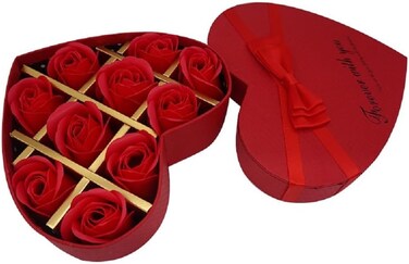 Valentine Gift 10 PCS Soap Flowers Bath Rose Petals Decorative Rose Shaped Floral Scented tub Plant Essential Oil Set, Best Gifts for Her Women Girls Mom Lover Birthday Valentine Christmas (Red)