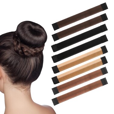 cobee Hair Bun Maker, Donut Bun Maker for Long Hair, French Twist Hair Fold Wrap Snap, Bun Hair Tool for Women and Kids(8 Pcs Set)