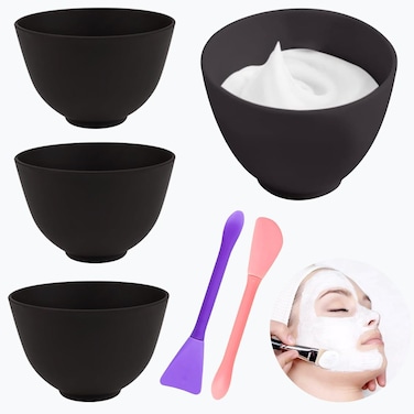 4 Piece Silicone Mixing Bowls, 3.93 Inch Microwaveable Silicone Bowl with Dual Ended Stirring Sticks for Facial Masks, Mud Masks, and Other Skin Care Products Facial Bowls for Aestheticians.