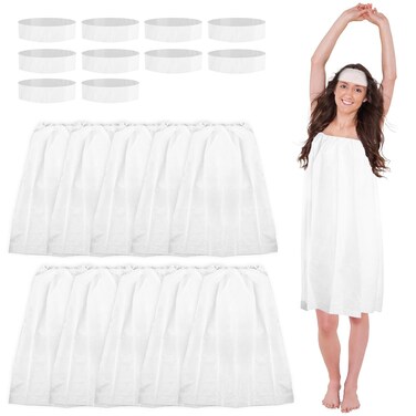 Framendino, 20 Pack Disposable Facial Headbands with SPA Wraps Robes for Salon Makeup