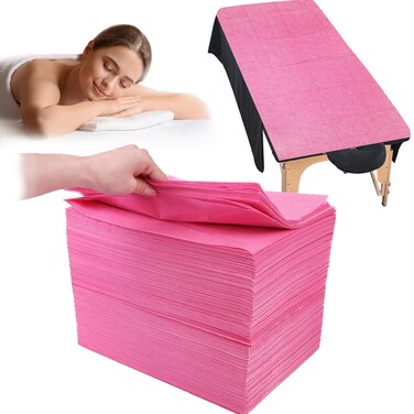 MRJ Pink Disposable Massage Bed Sheet 100Pcs 31&times;71 inches Massage Table Sheets Non Woven Fabric Massage Table Covers for Spa,Beauty Salon,Tatto