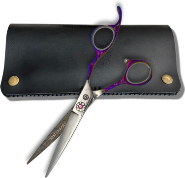 Saki Kohana Damascus Steel Hair Cutting Shears, 61-63 HRC Hardness, Japanese Convex Blade (6.0 Inches)