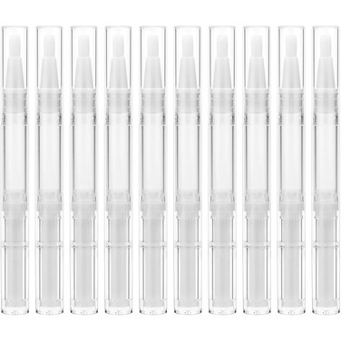 10 Pieces 3ml Transparent Twist Pens, Cuticle Oil Pen Empty Nail Oil Pen with Brush Tip Cosmetic Lip Gloss Container Applicators Eyelash Growth Liquid Tube with 1 Pack 3ml Transfer Pipettes